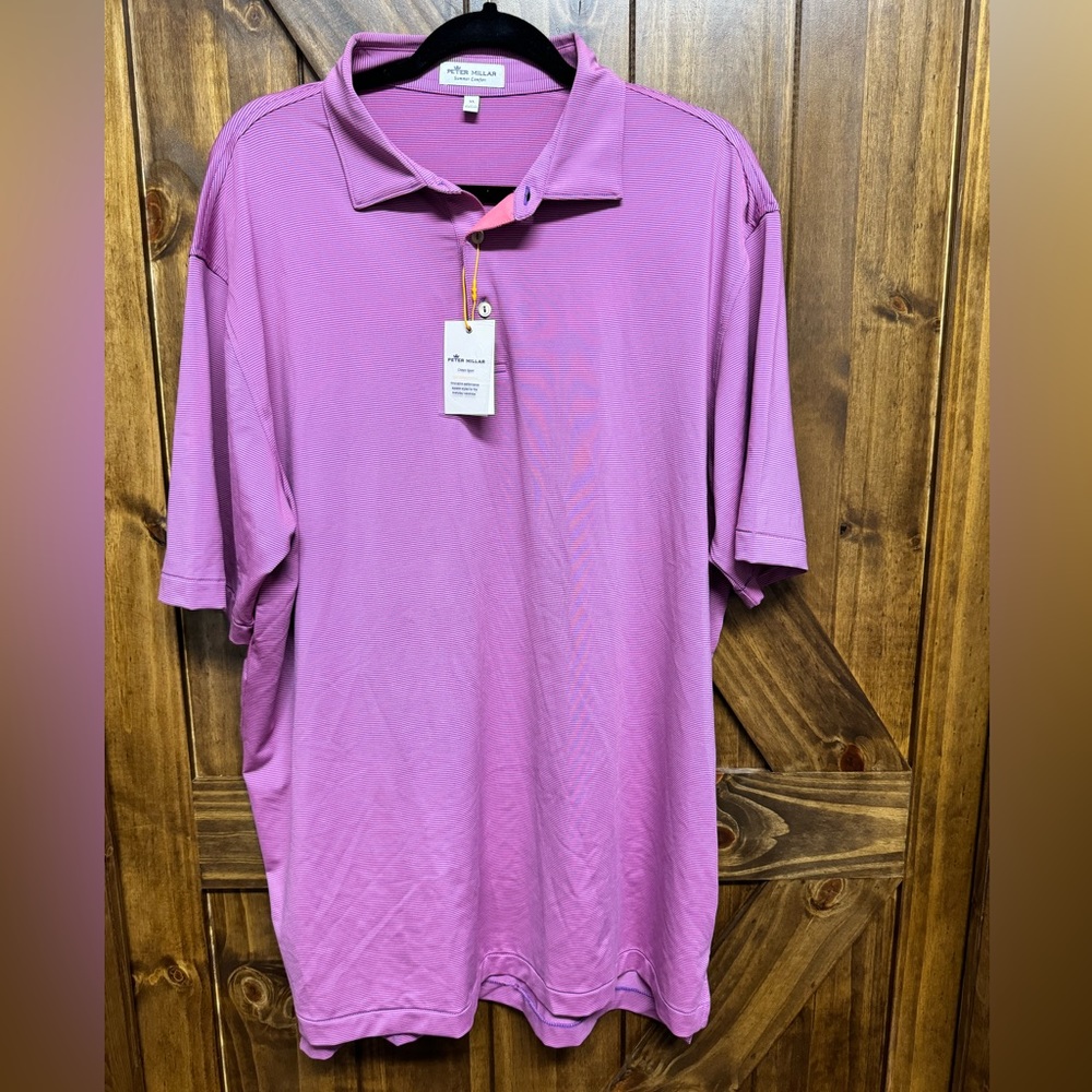 NEW!! Peter Millar / Crown Sport Jubilee Stripe Performance Polo, Men’s XL